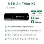 USB An Toàn K3 Transcend Jet Flash 700 64GB - Chống virus - Mã hóa bảo mật dữ liệu (Sản phẩm mới)
